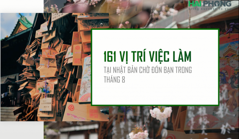 161 VỊ TRÍ VIỆC LÀM TẠI NHẬT BẢN CHỜ ĐÓN BẠN TRONG THÁNG 8