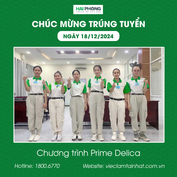 CHÚC MỪNG TRÚNG TUYỂN CHƯƠNG TRÌNH PRIME DELICA